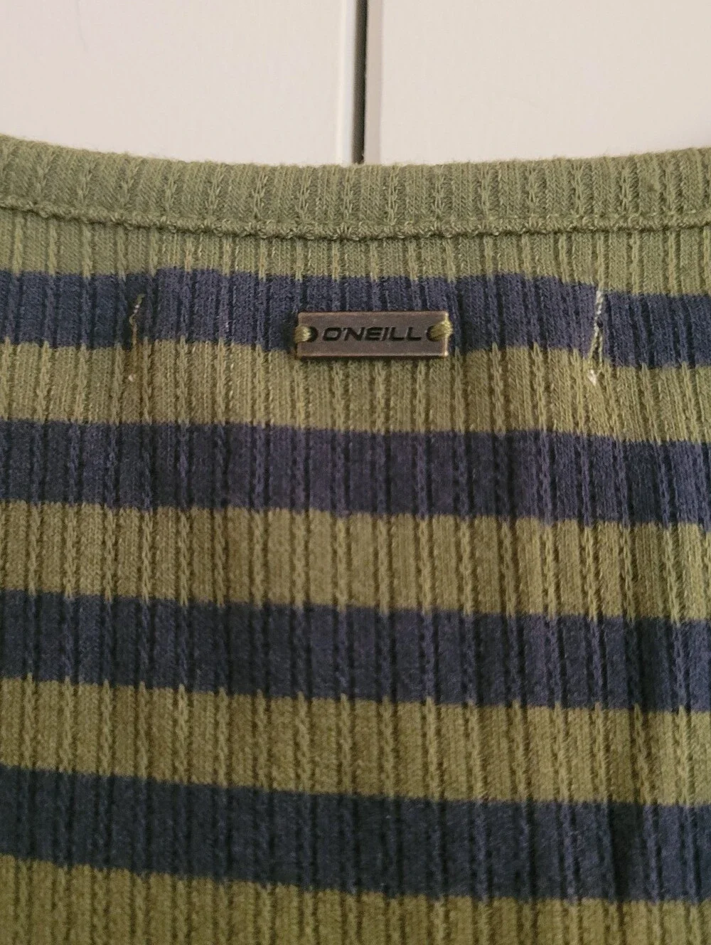 New Without Tags Striped Olive and Navy Ribbed Tank Top Oneill - Picture 4 of 4
